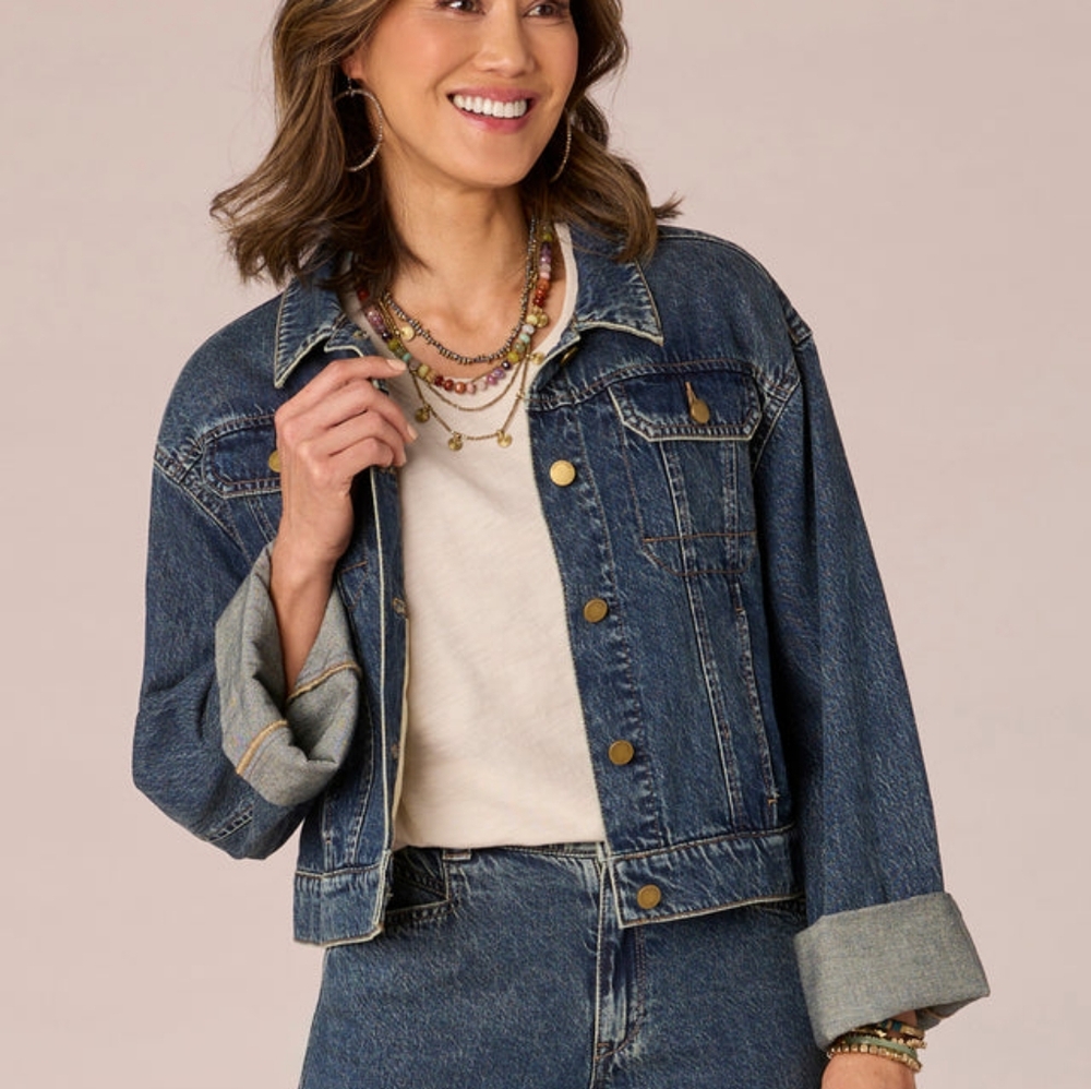 NWT "Democracy" Wide Fixed Cuff Denim Jacket Woman's Size X-Large